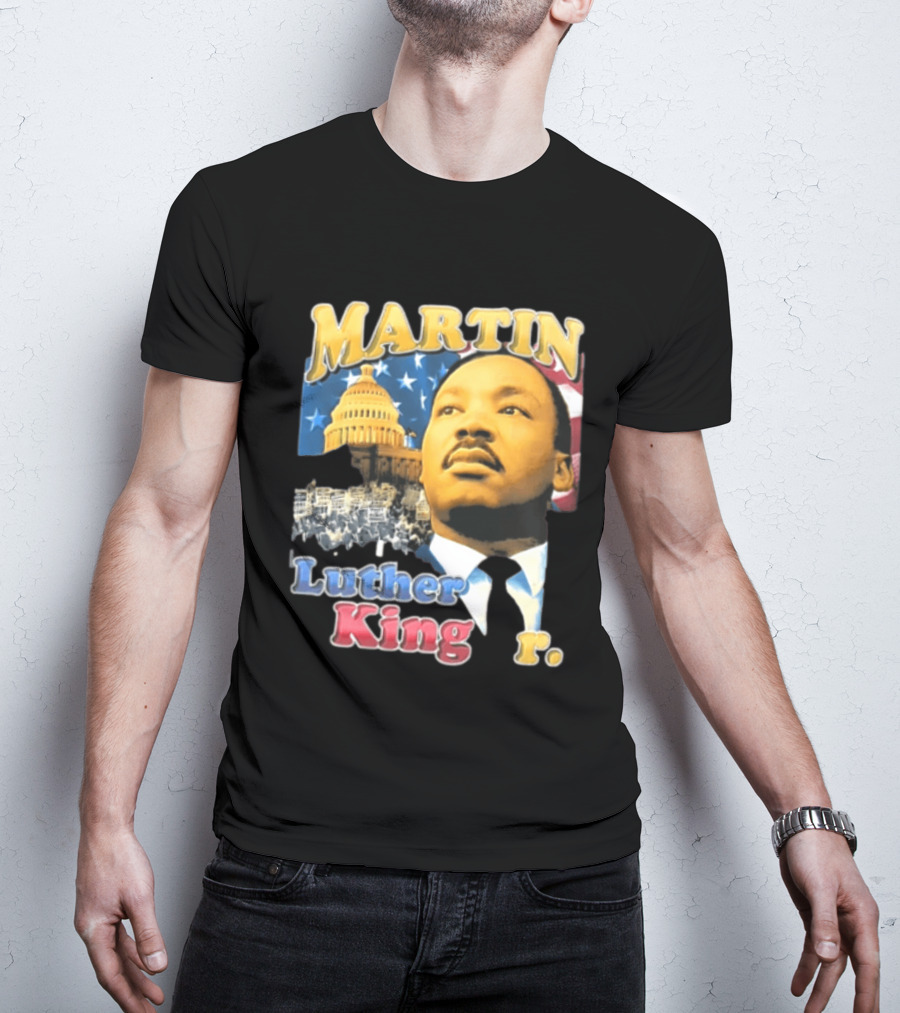Martin Luther King Jr US Capitol American Flag Civil Rights March T-Shirt