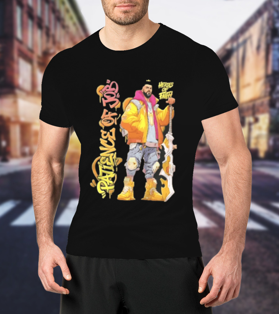 Patience Of Job Heroes Of Faith Bearded Man Sword Cartoon T-Shirt