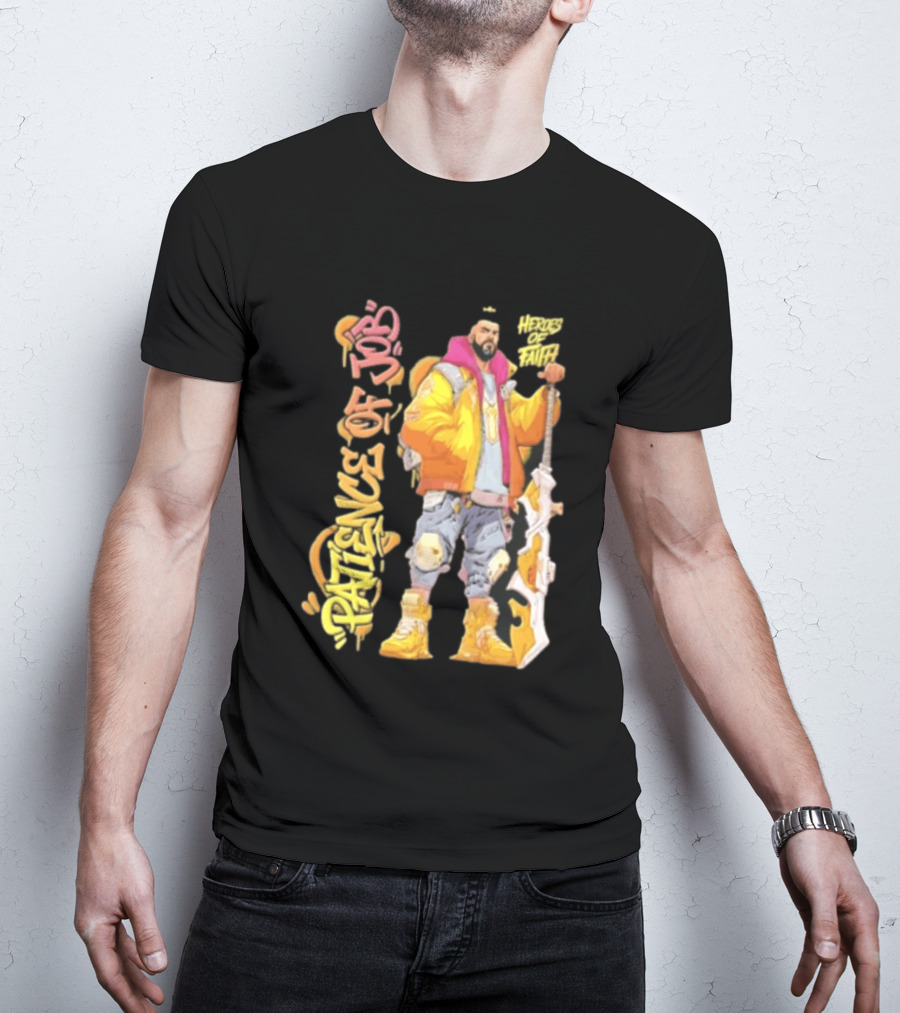 Patience Of Job Heroes Of Faith Bearded Man Sword Cartoon T-Shirt