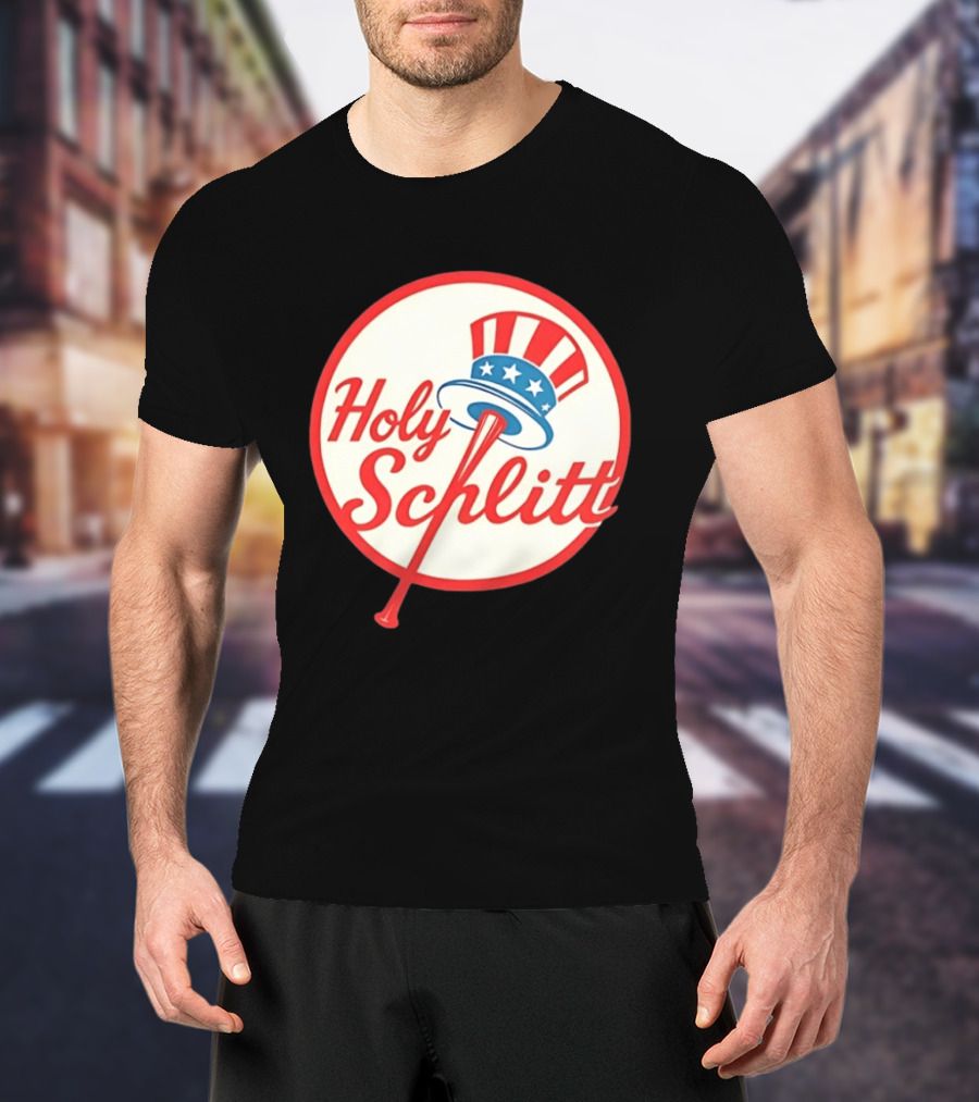 Holy Schlitt Uncle Sam Hat Patriotic Baseball T-Shirt