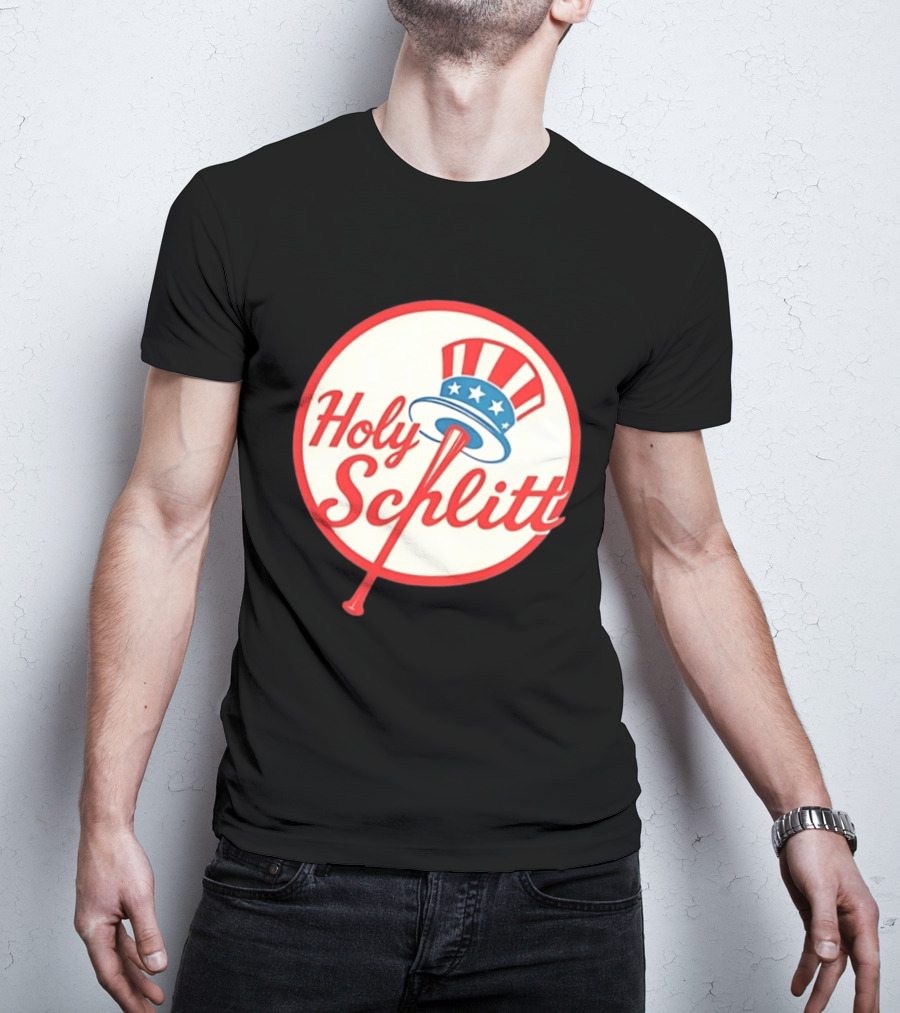Holy Schlitt Uncle Sam Hat Patriotic Baseball T-Shirt