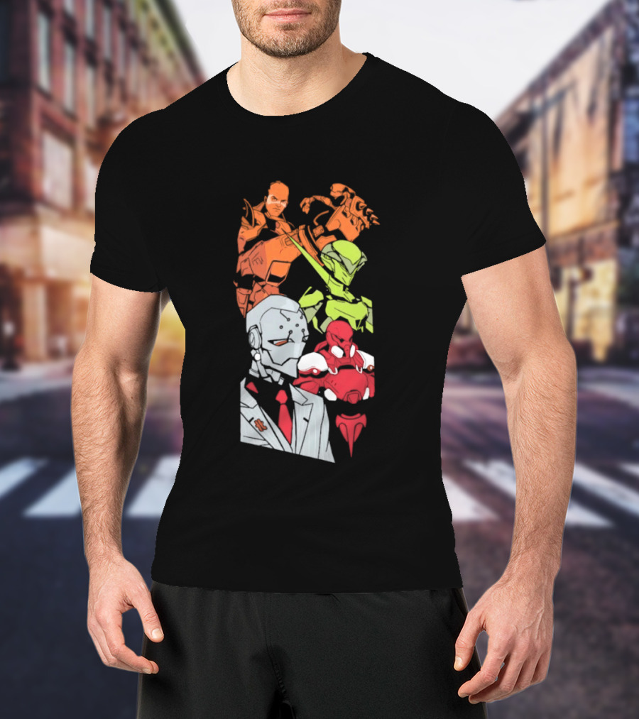 Over Characters Group Sigma Genji Reinhardt Colorful T-Shirt