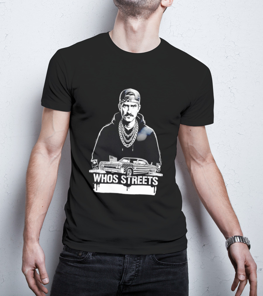 Whos Streets American Flag Car And Man Street Chain Hip Hop Culture T-Shirt