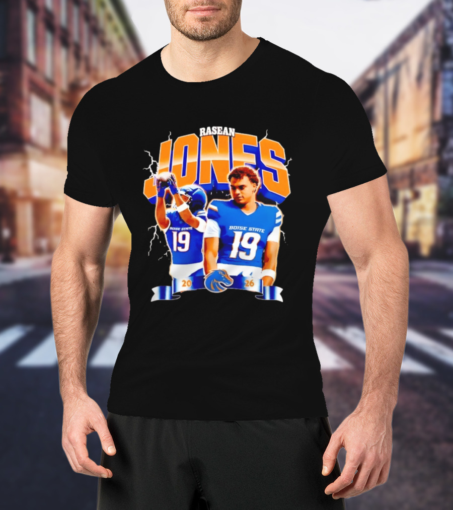 Rasean Jones Boise State Football 2026 Electric Blue Broncos T-Shirt