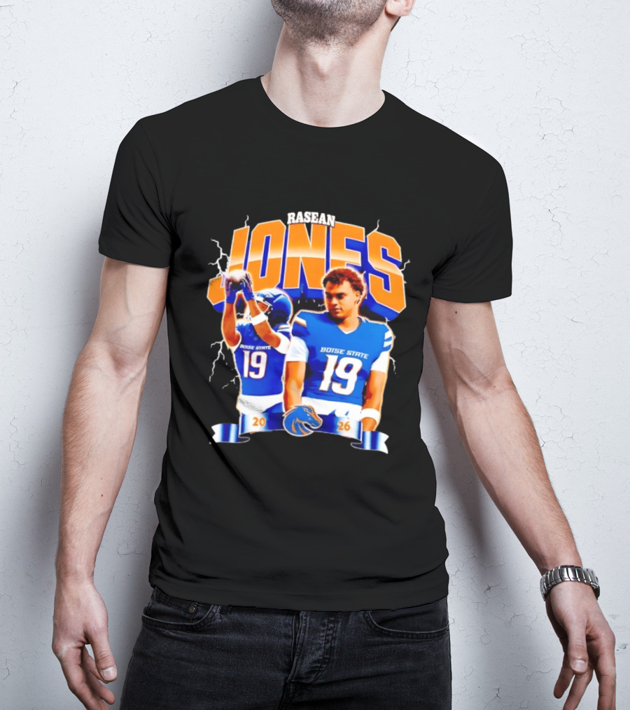 Rasean Jones Boise State Football 2026 Electric Blue Broncos T-Shirt
