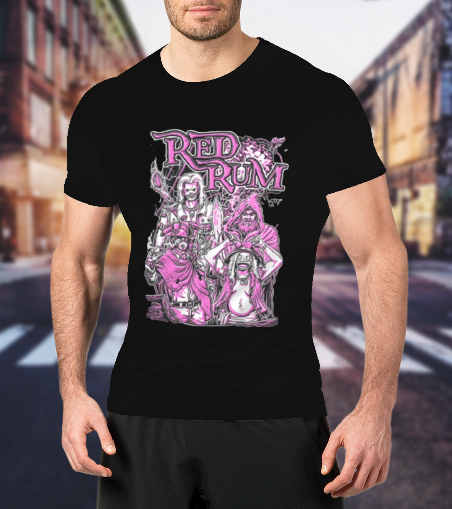Red Rum Pink Pirate Crew Captain Hooded Wizard Comic Line T-Shirt