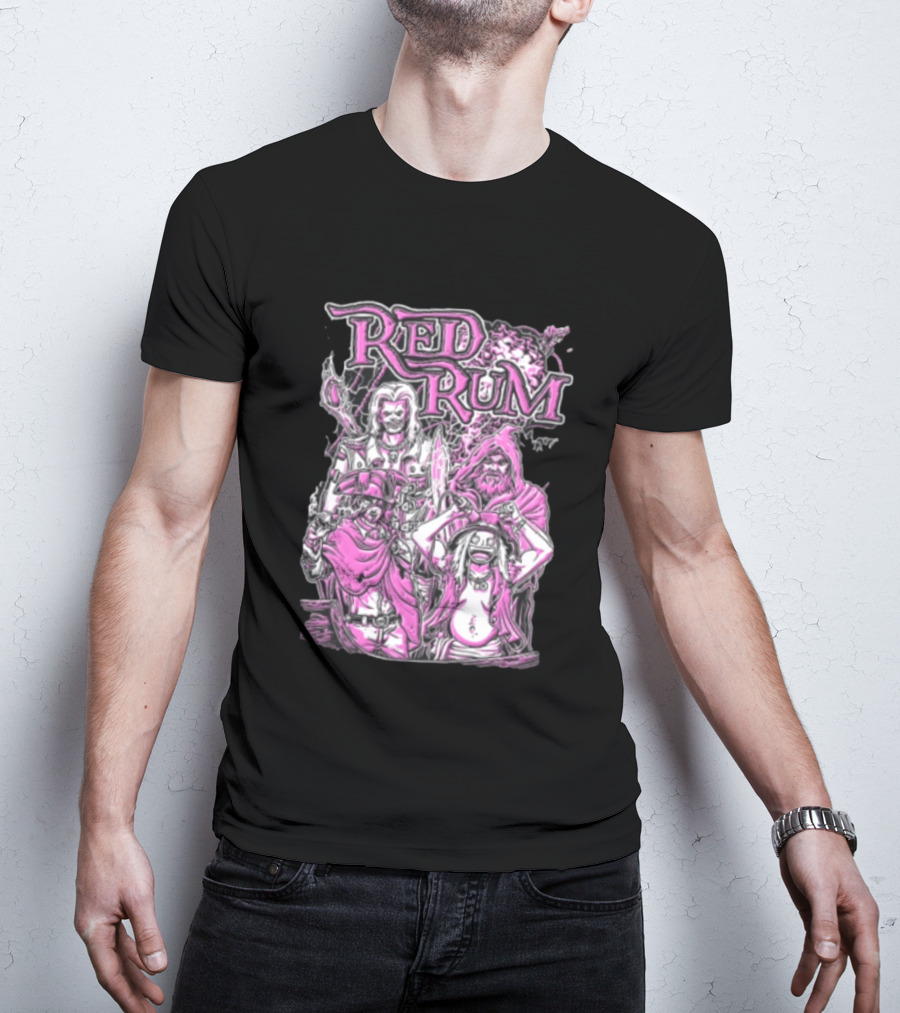 Red Rum Pink Pirate Crew Captain Hooded Wizard Comic Line T-Shirt