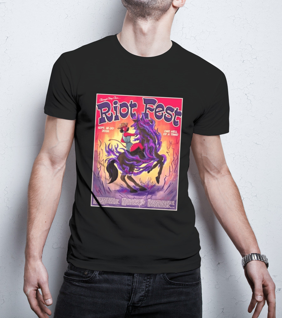 Chicago Douglass Park Riot Fest 2026 Devil Cowgirl Artwork September 18 20 One Hell Of A Time T-Shirt