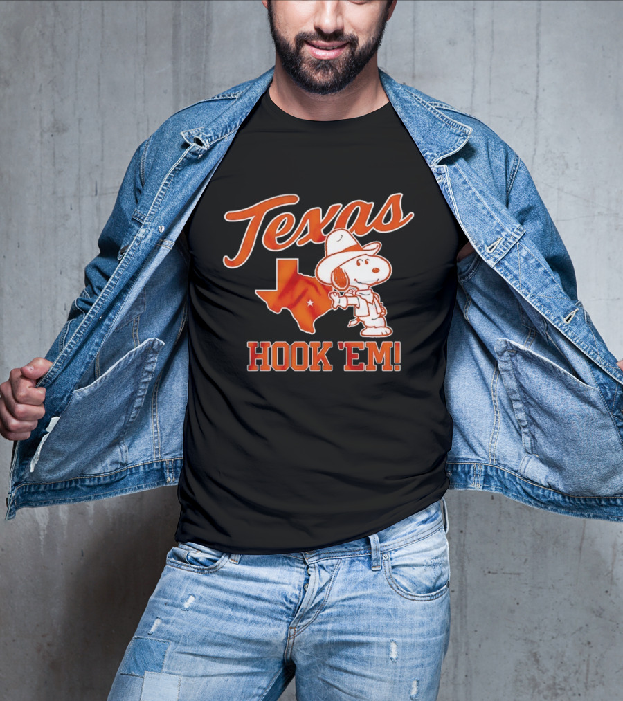 Texas Snoopy Hook 'Em Peanuts Cowboy Spirit T-Shirt