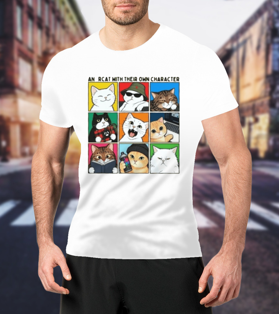 AN RCAT WITH THEIR OWN CHARACTER Cat Collage T-Shirt