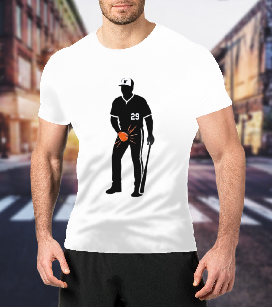 Baltimore Orioles 29 Baseball Player Jersey Black And Orange Glove T-Shirt