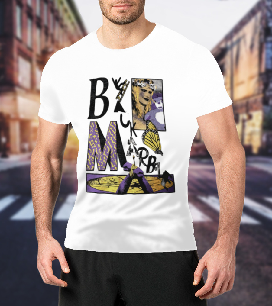 Black Marble Butterfly Tied Hands Woman Ladder T-Shirt