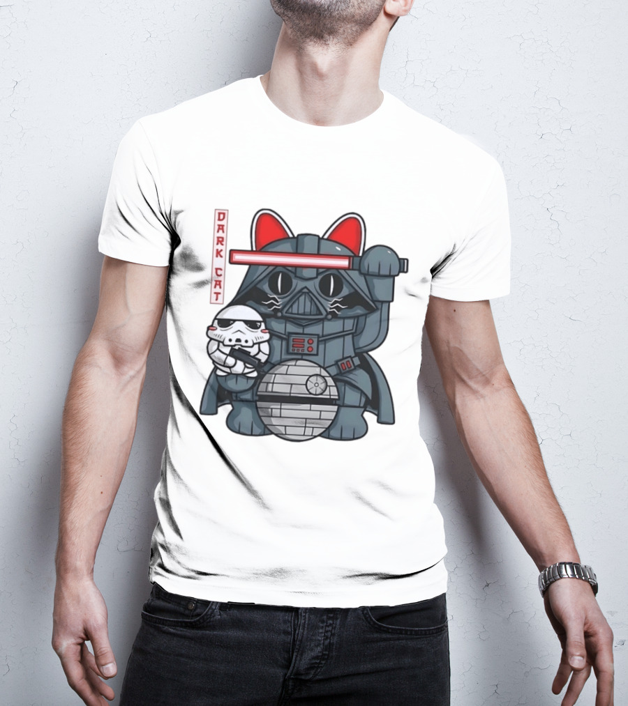 Dark Cat Vader Star Wars Cat Holding Stormtrooper Helmet T-Shirt