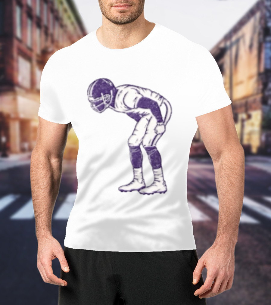 Distressed Purple American Football Player Resting Pose Vintage Look T-Shirt