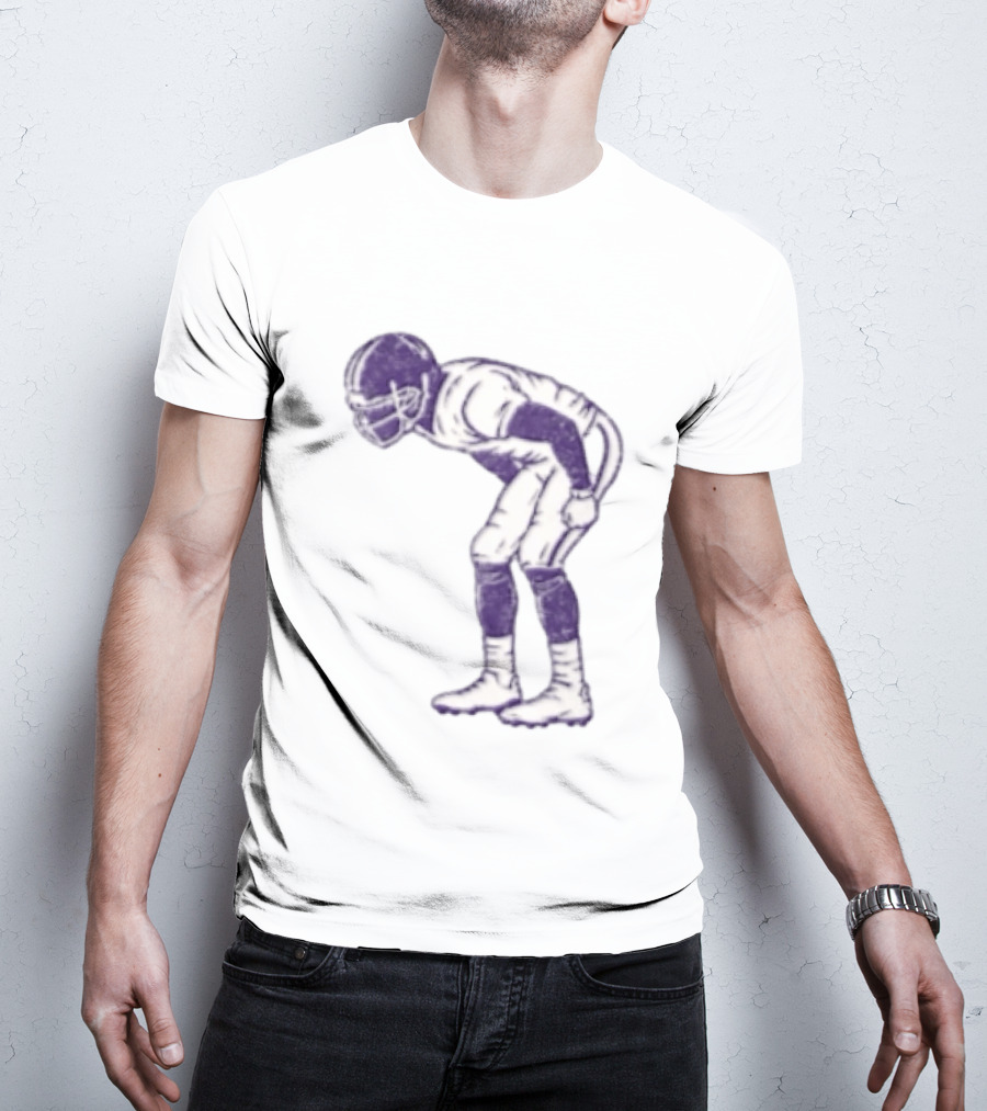 Distressed Purple American Football Player Resting Pose Vintage Look T-Shirt