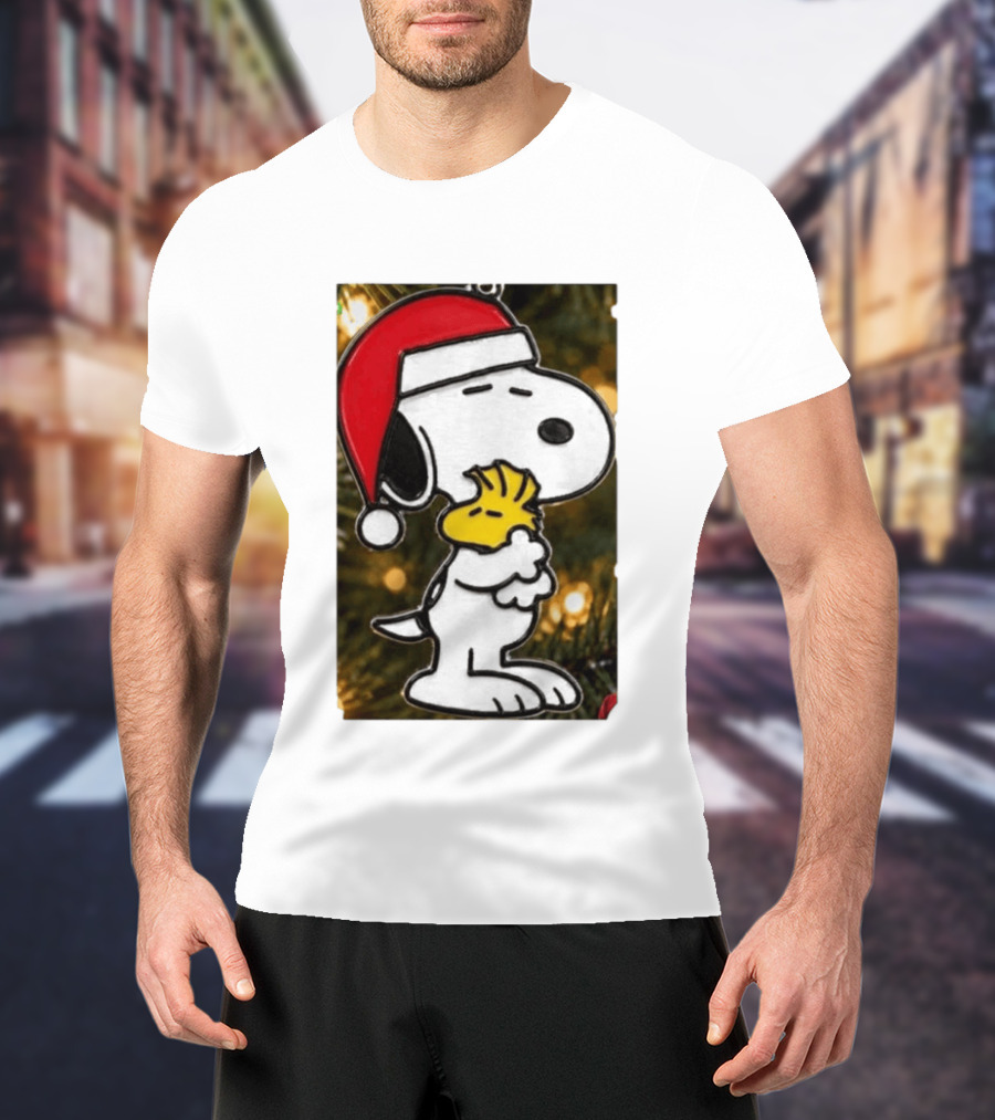 Snoopy Woodstock Christmas Hugging Best Holiday Gift Peanuts T-Shirt