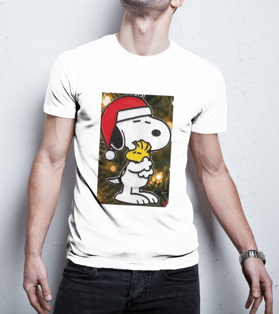 Snoopy Woodstock Christmas Hugging Best Holiday Gift Peanuts T-Shirt