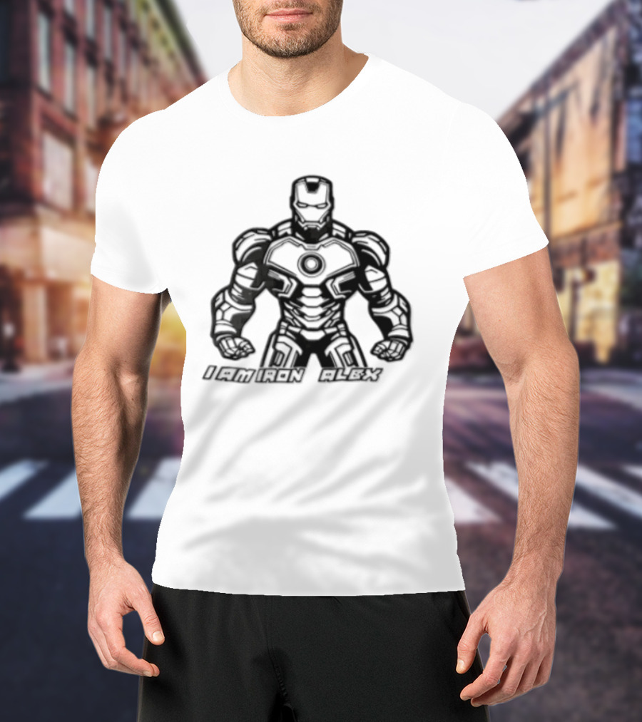 I Am Iron Alex Armored Superhero Clenched Fists Line T-Shirt