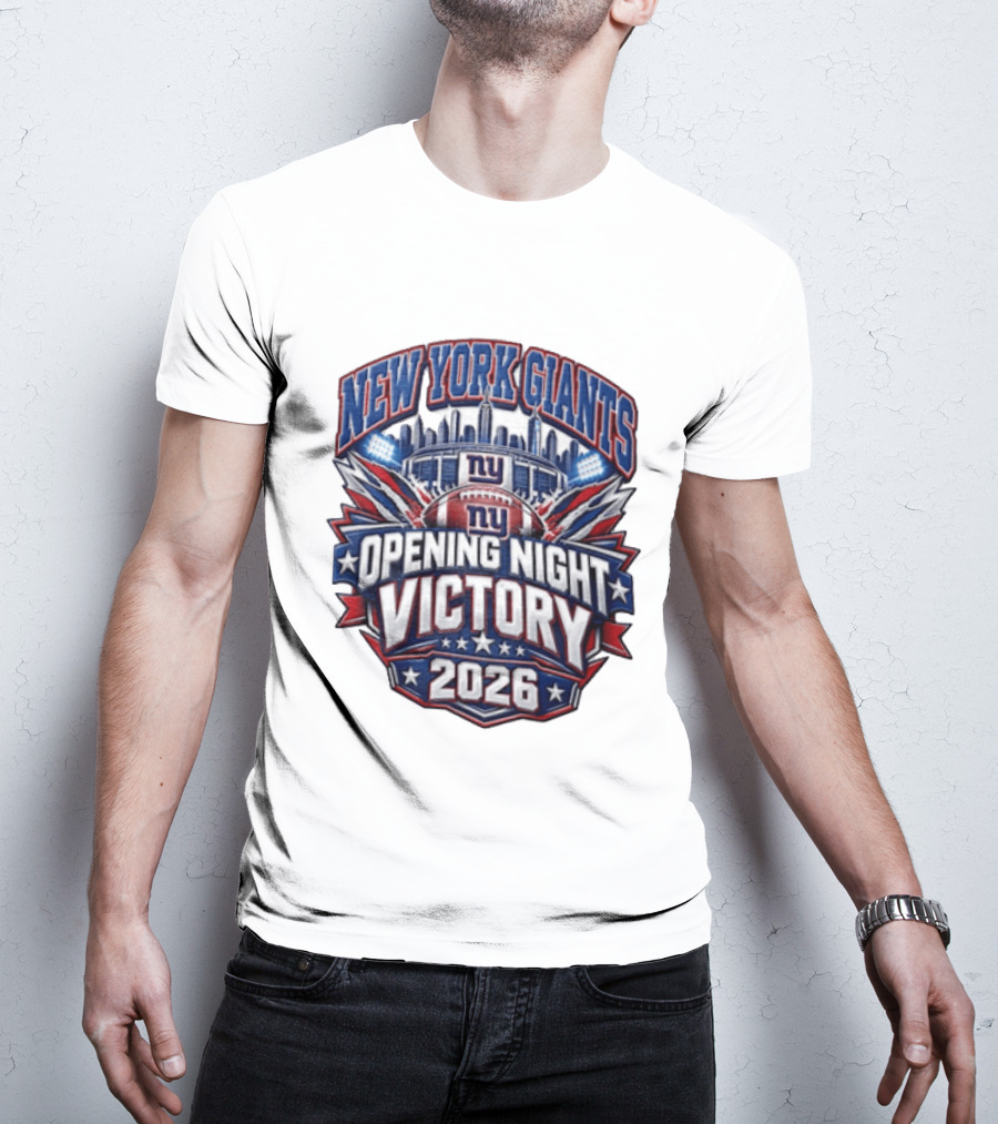 New York Giants 2026 Opening Night Victory Stadium Celebration T-Shirt