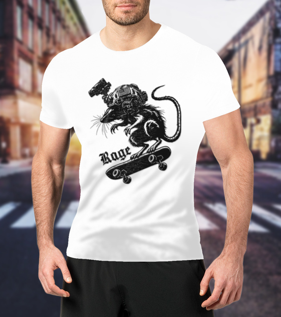 Skater Rat Tactical Helmet Night Vision Rage Skateboarding Adventure T-Shirt