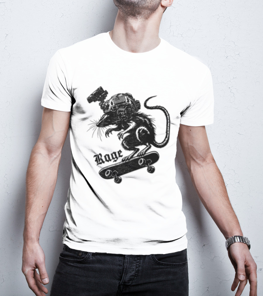 Skater Rat Tactical Helmet Night Vision Rage Skateboarding Adventure T-Shirt
