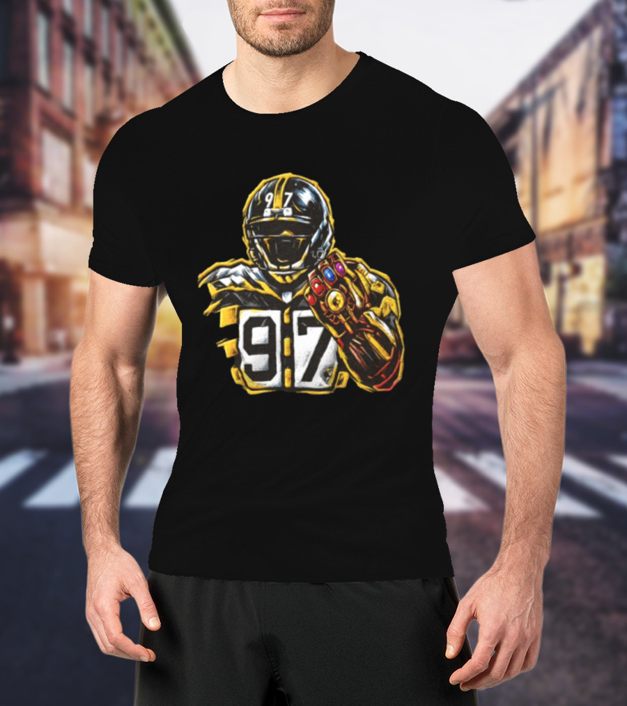 Cameron Heyward 97 Pittsburgh Steelers Infinity Gauntlet Marvel Football T-Shirt