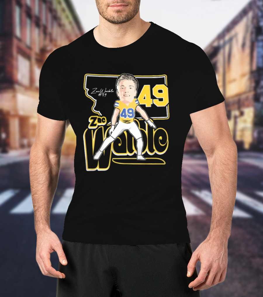 Zac Waible 49 Montana State Bobcats Football Caricature T-Shirt