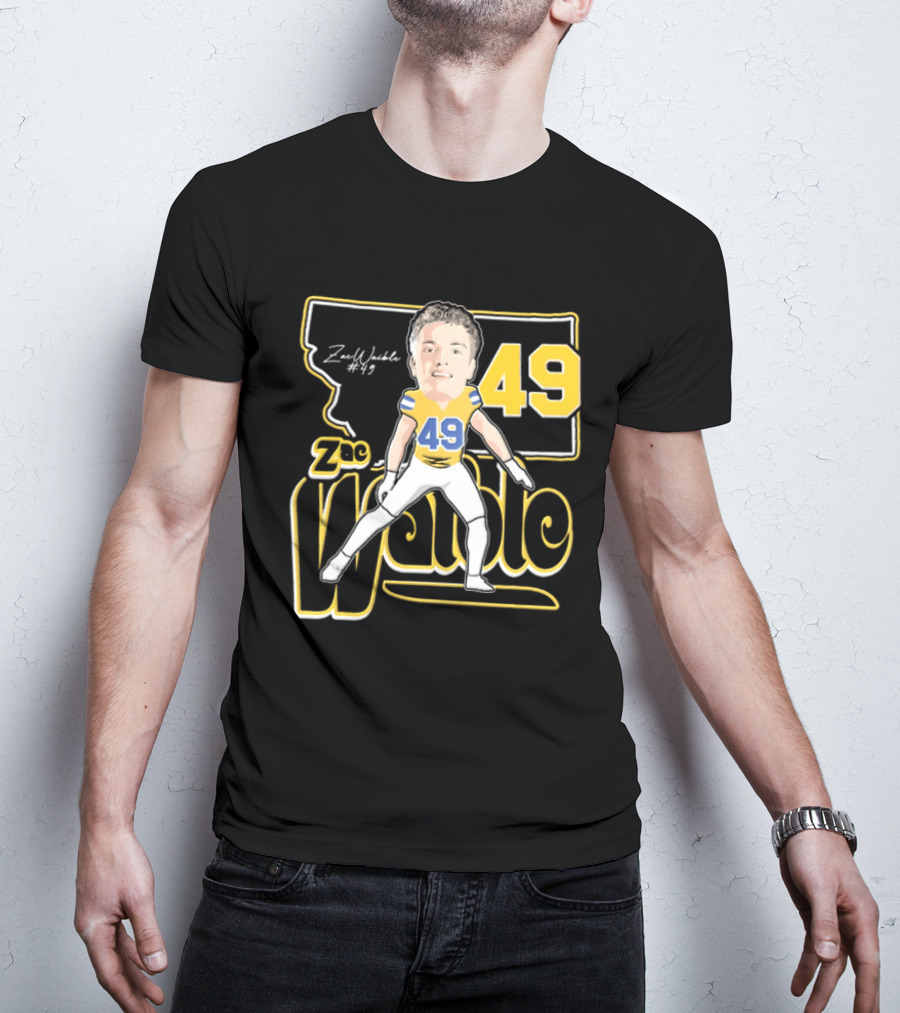 Zac Waible 49 Montana State Bobcats Football Caricature T-Shirt