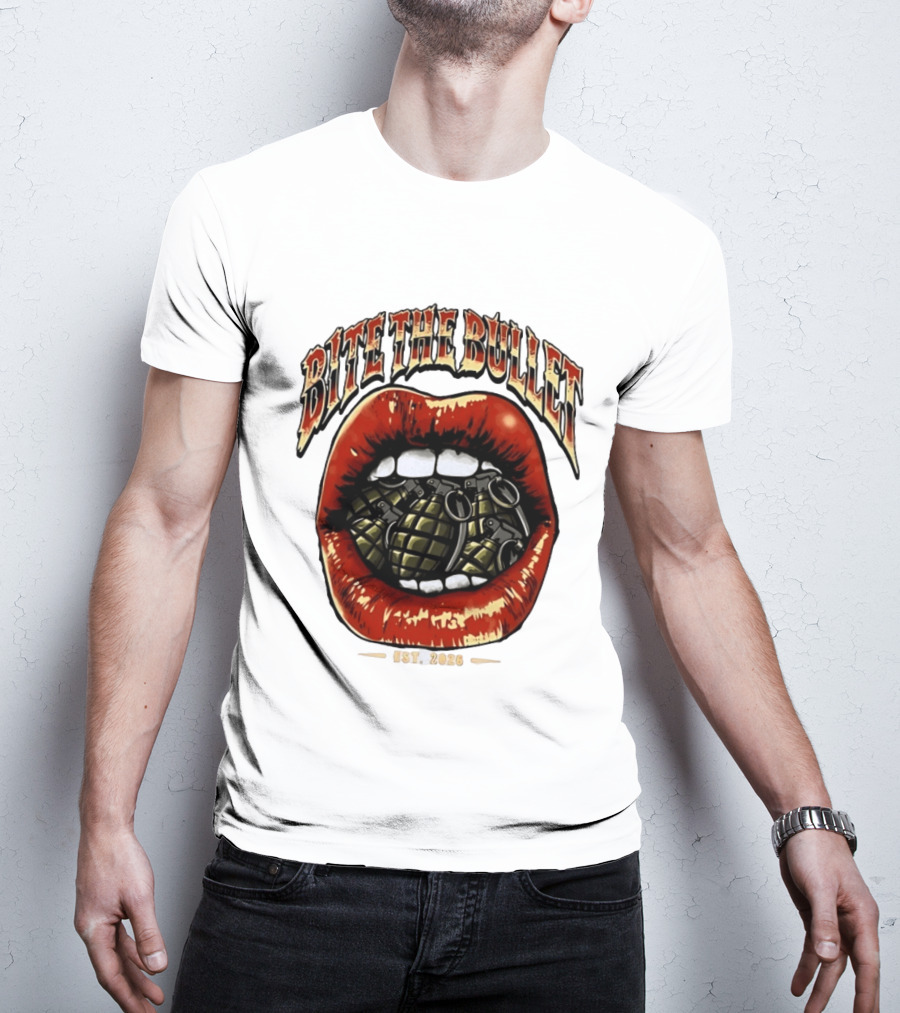 Bite The Bullet Grenade Lips Est 2026 Edgy T-Shirt