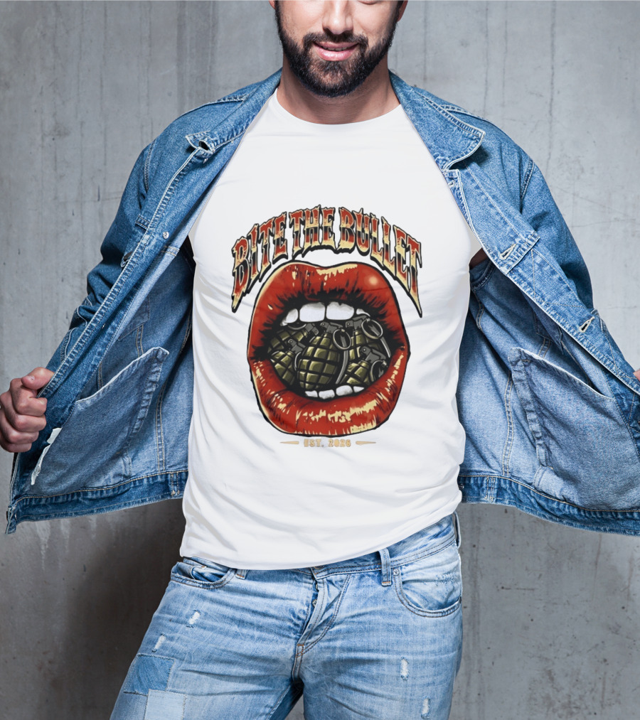 Bite The Bullet Grenade Lips Est 2026 Edgy T-Shirt