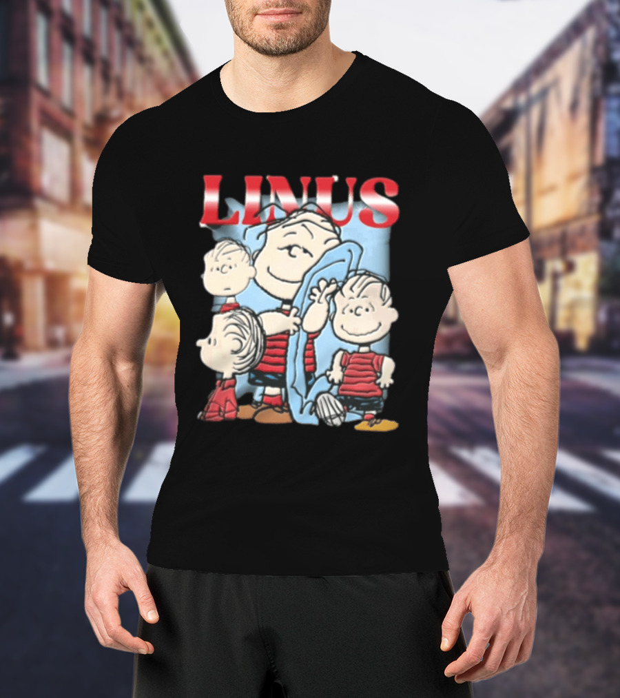 Peanuts Linus Holding Blue Blanket Bootleg Sparkle 2020 Collage T-Shirt