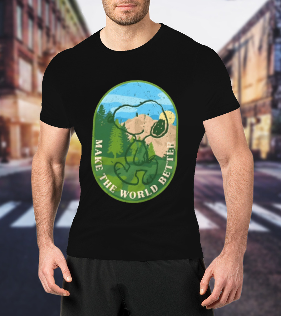 Snoopy Make The World Better Mountain Forest Retro Peanuts T-Shirt
