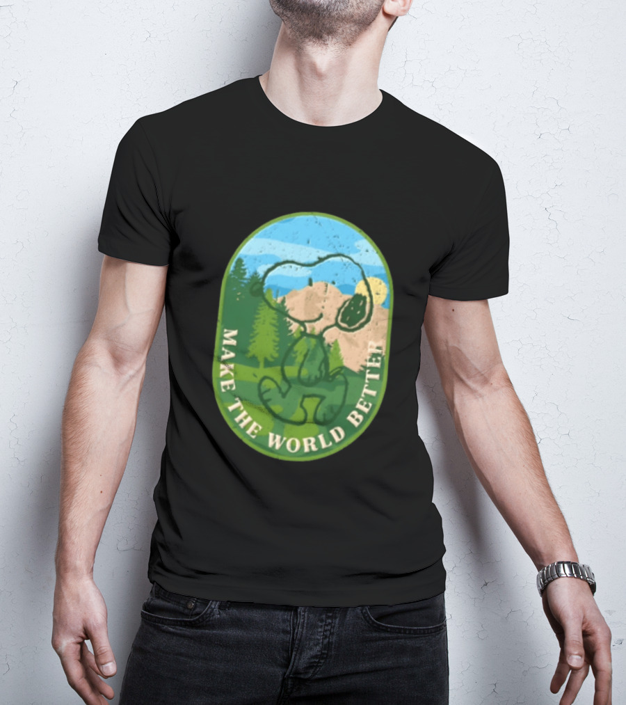 Snoopy Make The World Better Mountain Forest Retro Peanuts T-Shirt