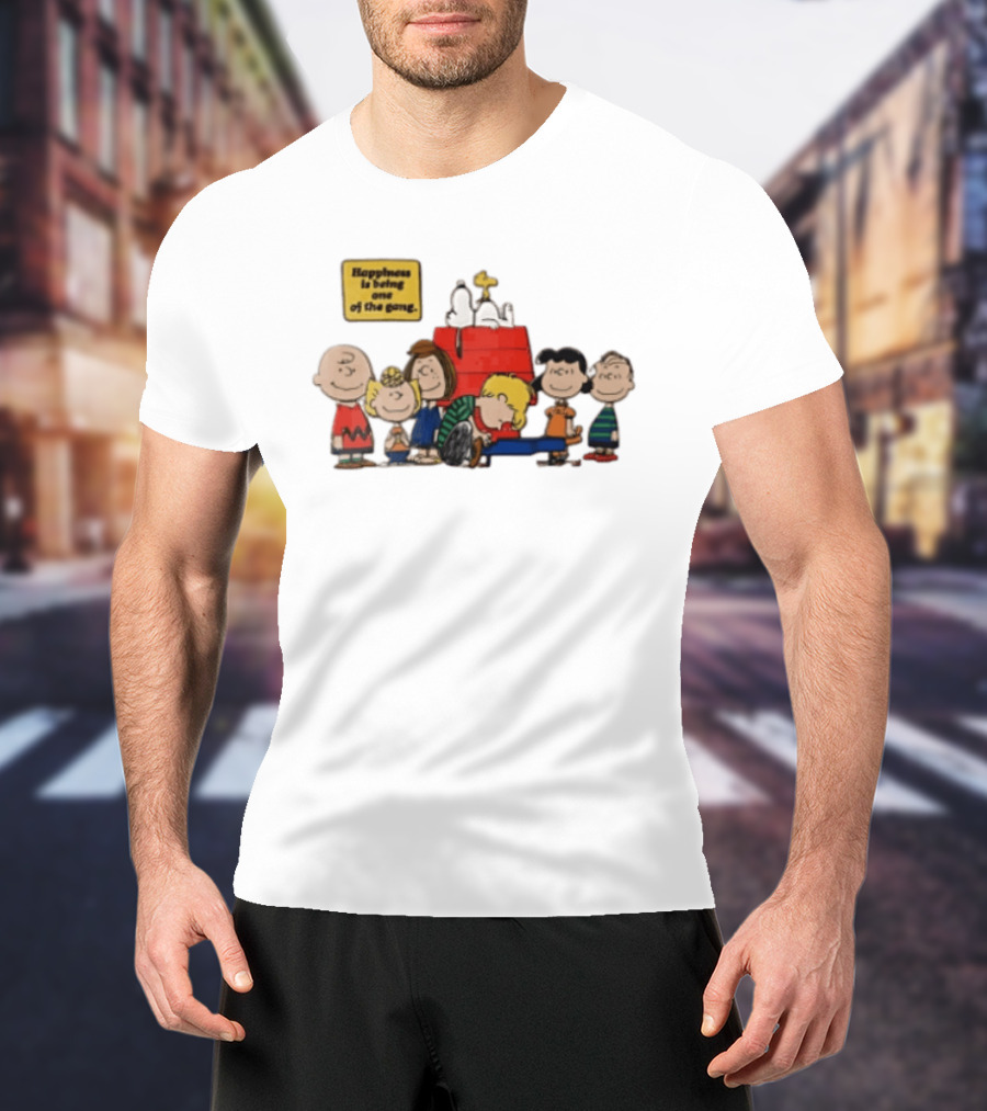 Peanuts Happiness Is Being One Of The Gang Snoopy Doghouse Schroeder Toy Piano Charles Schulz Cartoon T-Shirt