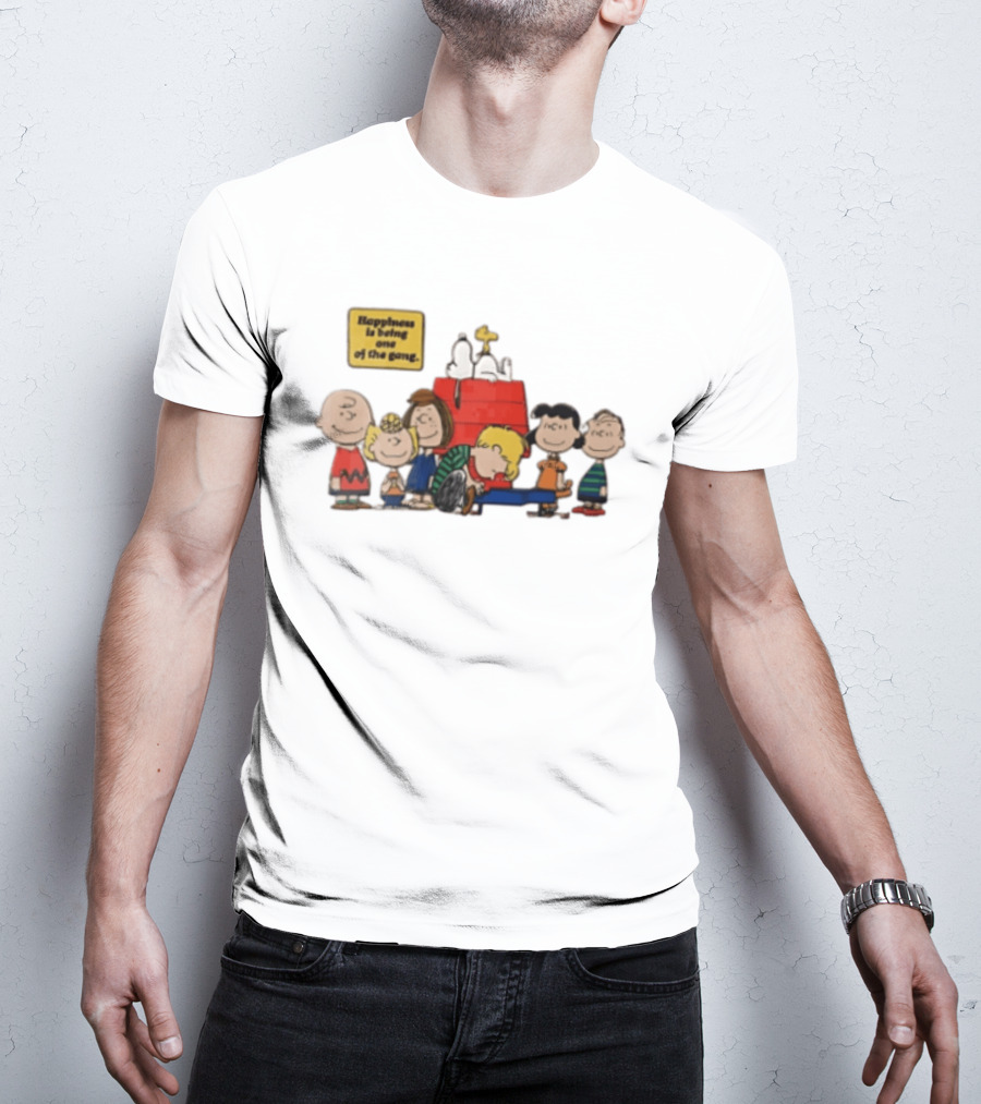 Peanuts Happiness Is Being One Of The Gang Snoopy Doghouse Schroeder Toy Piano Charles Schulz Cartoon T-Shirt