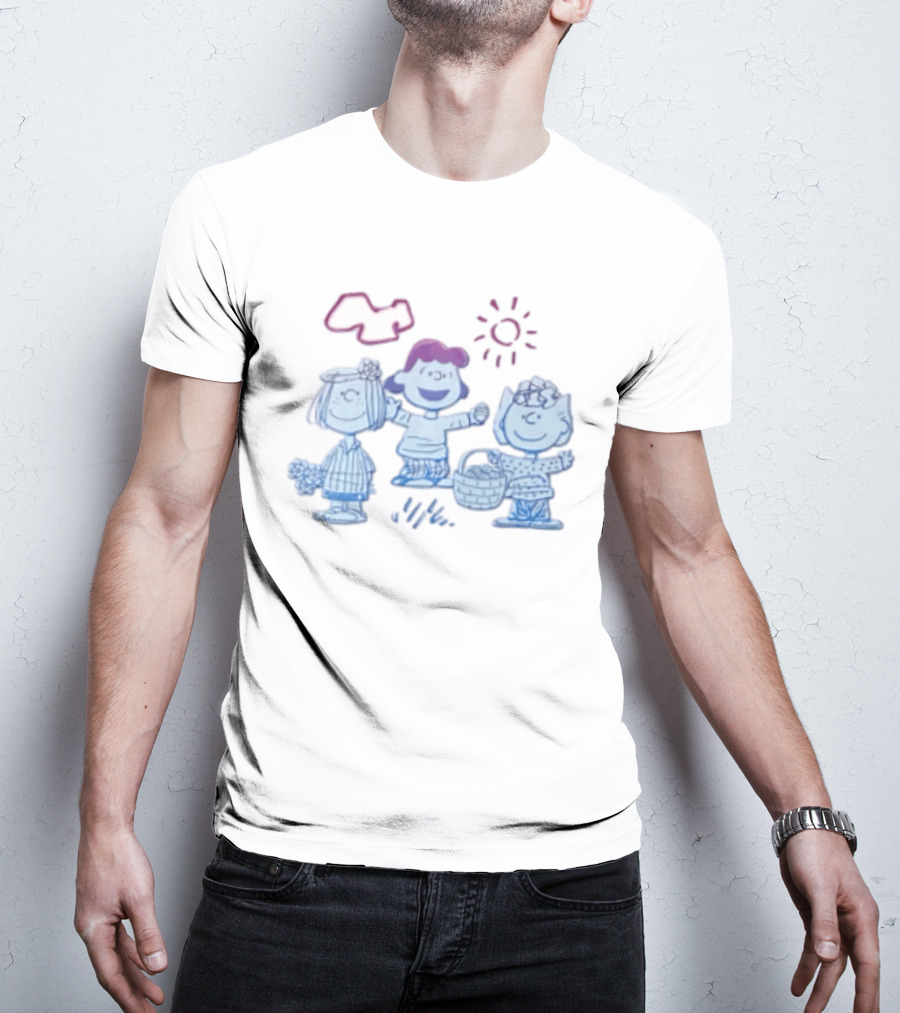 Peanuts Worldwide Easter Basket Line Cartoon Characters Sun And Clouds T-Shirt