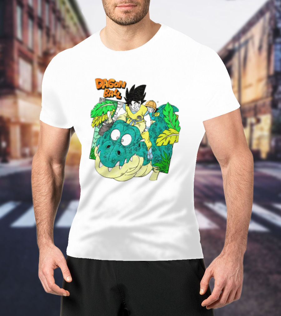 Goku Gohan Riding Dinosaur Dragon Ball Adventure Scene T-Shirt