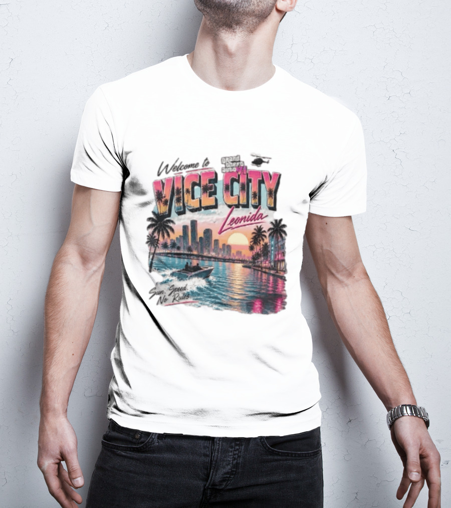 Welcome To Vice City GTA VI Sun Speed No Rules Leonida T-Shirt