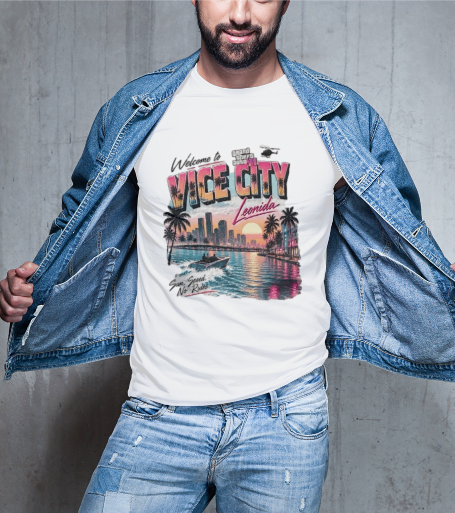 Welcome To Vice City GTA VI Sun Speed No Rules Leonida T-Shirt