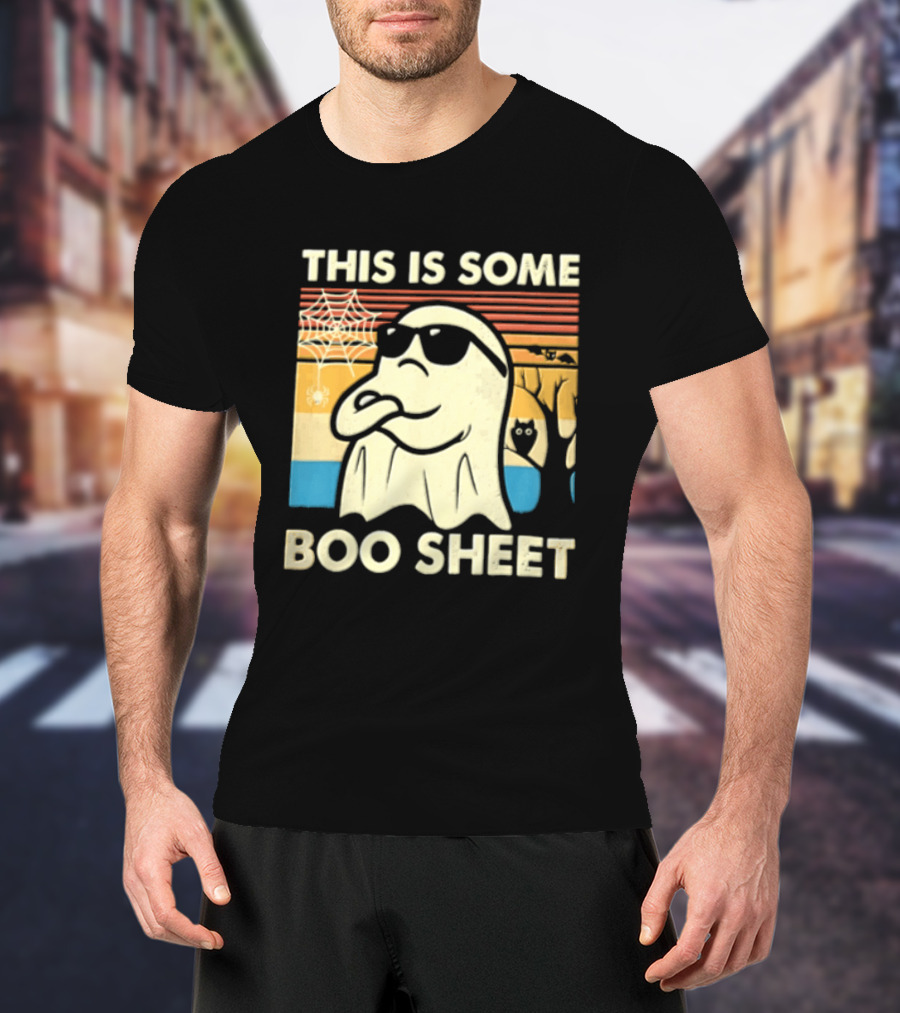 This Is Some Boo Sheet Sunset Ghost Sunglasses Tree T-Shirt