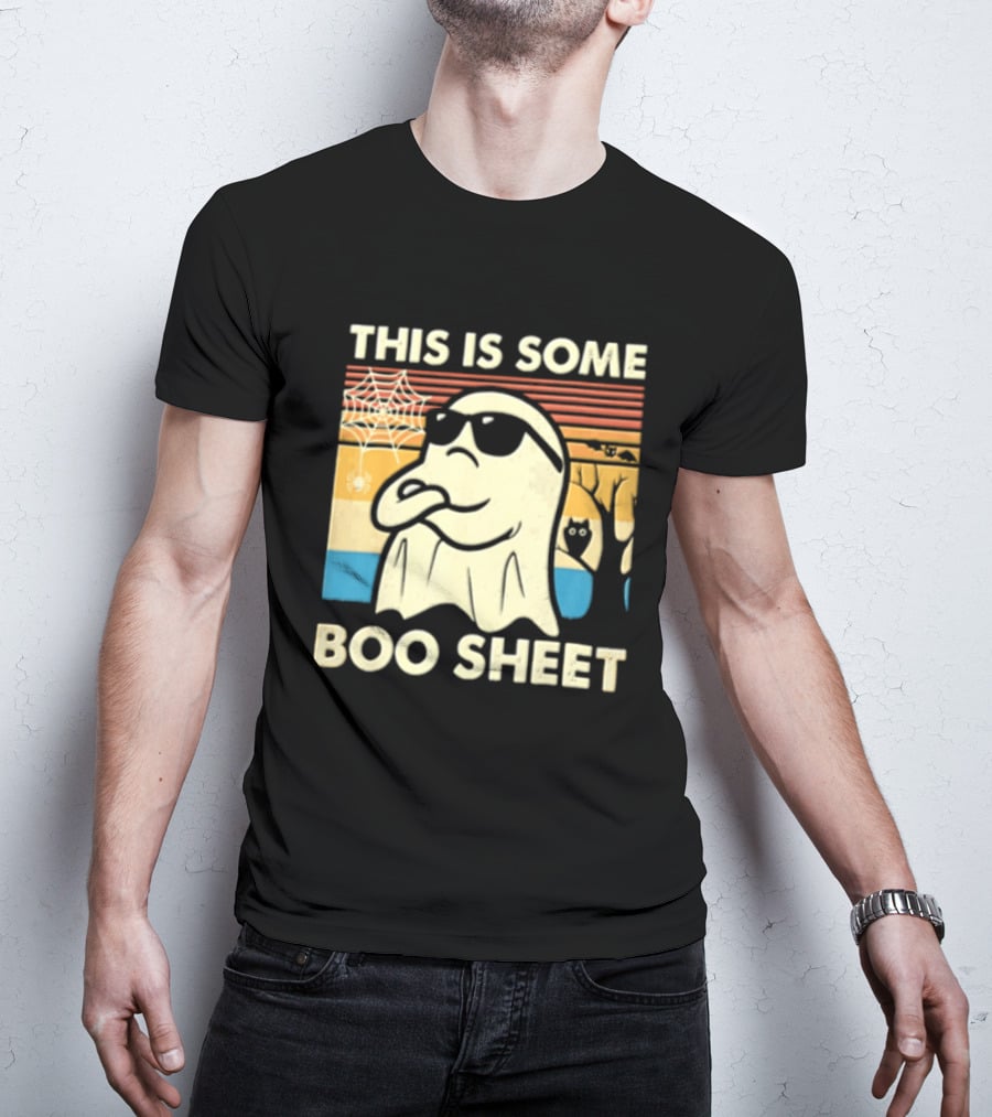 This Is Some Boo Sheet Sunset Ghost Sunglasses Tree T-Shirt