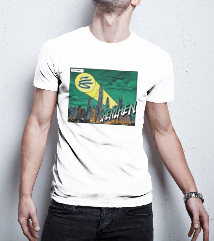 Stephen Curry Li Ning X Curry China Tour Shenzhen City Skyline Spotlight T-Shirt
