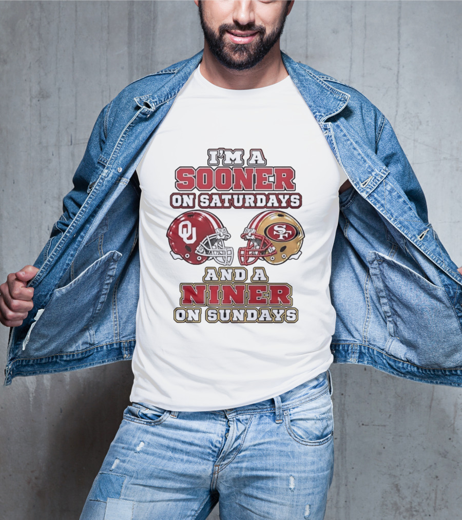 Oklahoma Sooners Saturdays SF 49ers Sundays Football Fan Gear T-Shirt