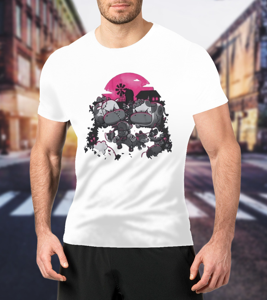 Zombie Farm Undead Creepy Cows Horror Scene T-Shirt