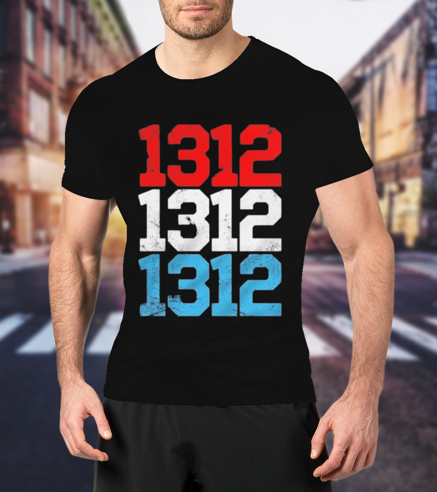 1312 ACAB Distressed Protest Red White Blue Stacked T-Shirt