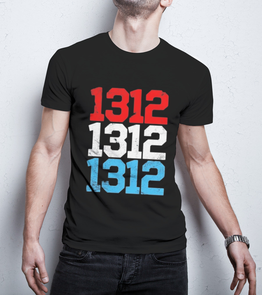 1312 ACAB Distressed Protest Red White Blue Stacked T-Shirt