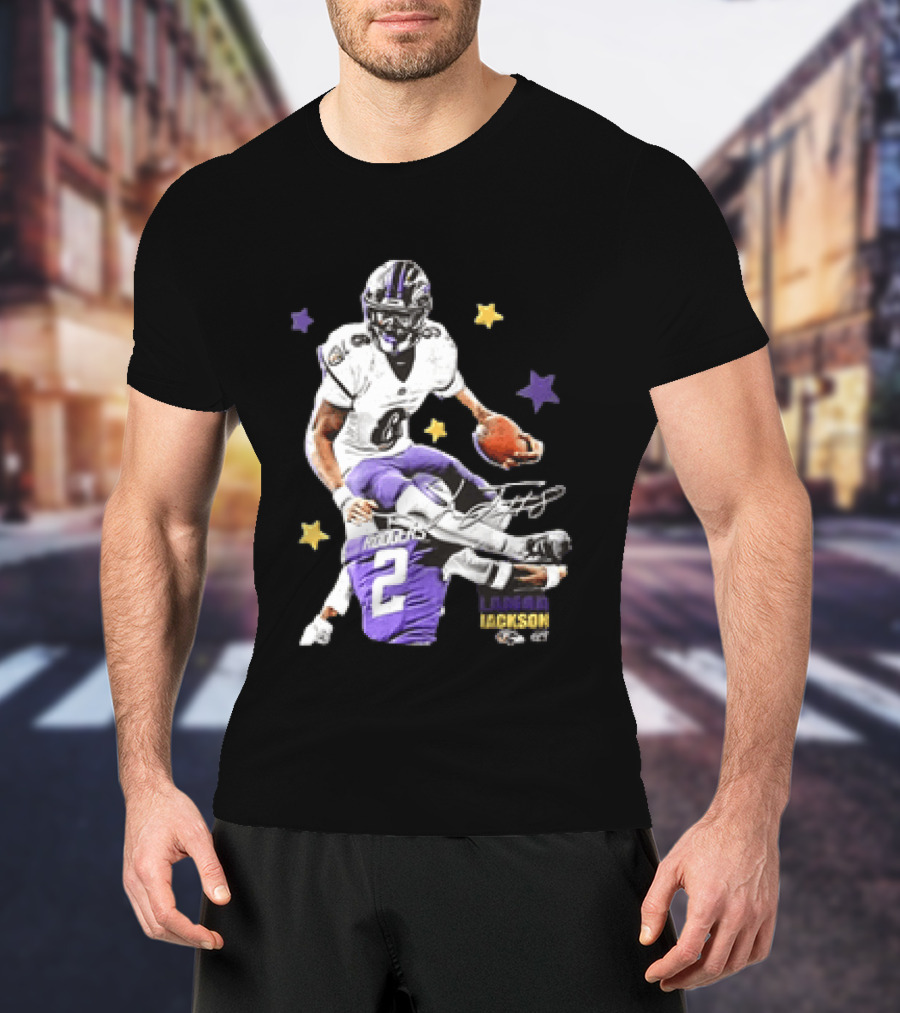 Lamar Jackson Baltimore Ravens Stars Rodgers 2 NFL T-Shirt