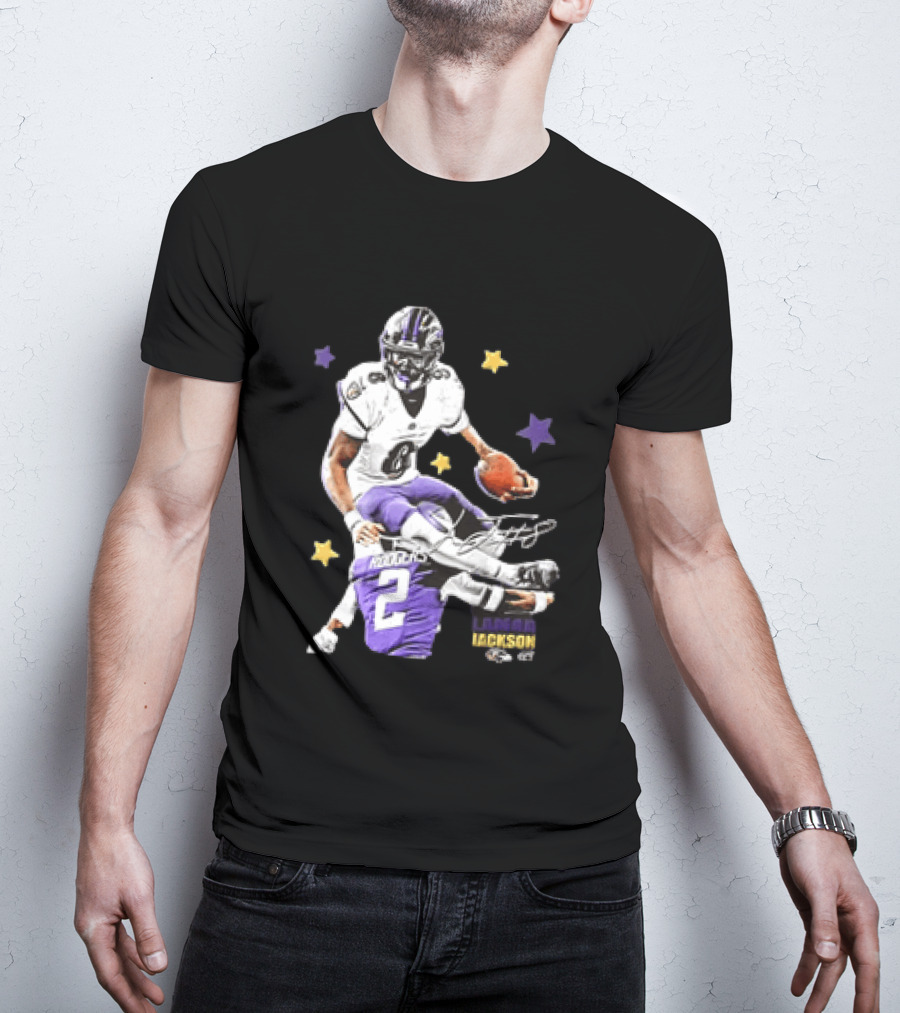Lamar Jackson Baltimore Ravens Stars Rodgers 2 NFL T-Shirt