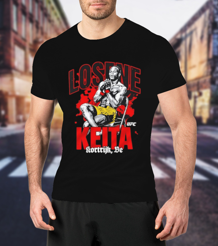 Losene Keita UFC Kortrijk Be MMA Fighter Pose In Bold Red And Yellow T-Shirt