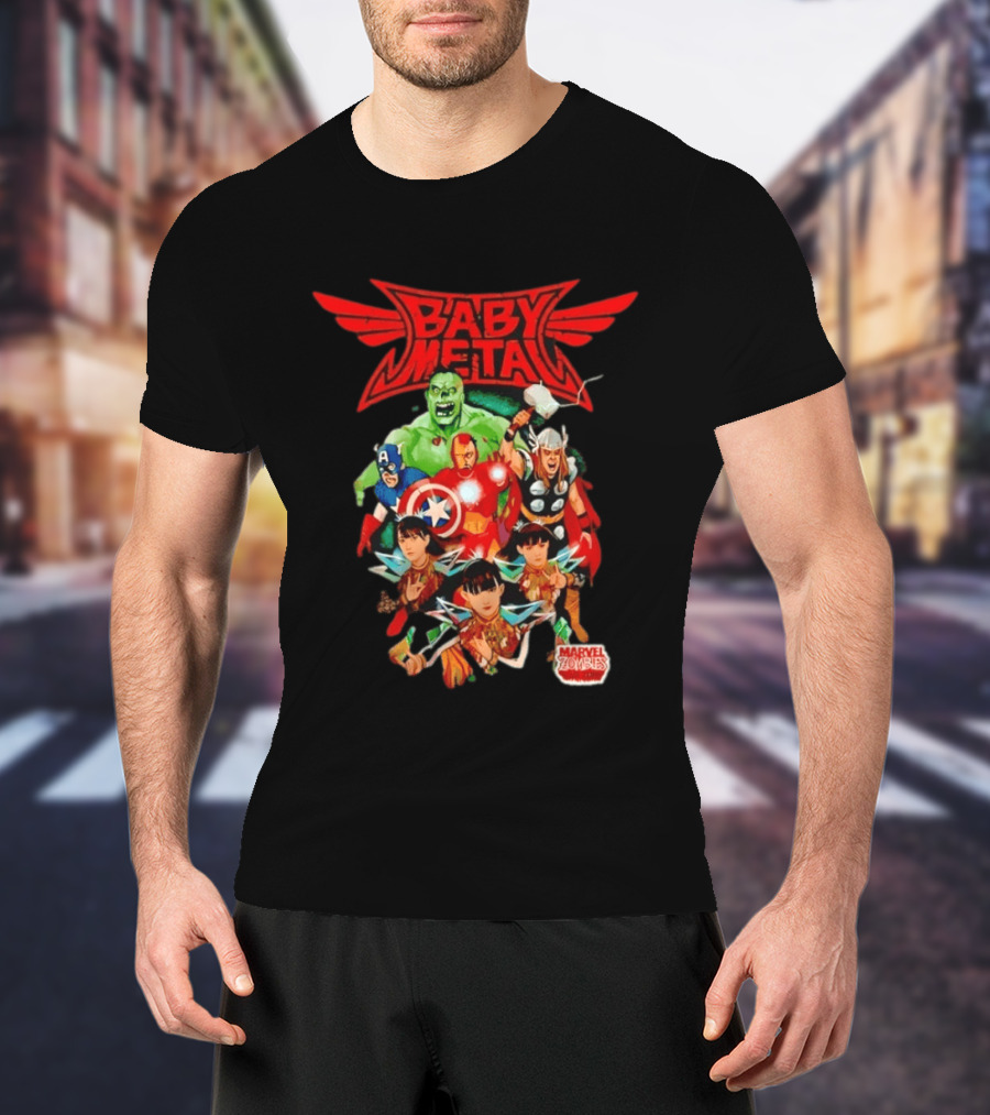 Babymetal X Marvel Zombies Avengers Collaboration May 2012 Heavy Metal T-Shirt